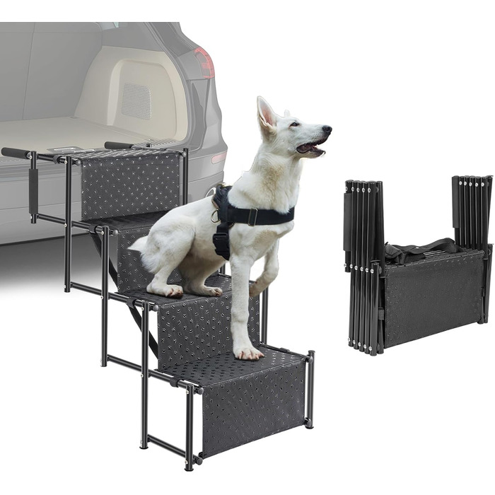 Східці для собак OUUTMEE: 4 сходинки, складані, з антиковзким покриттям, для маленьких та великих собак до 80 кг, для авто та SUV