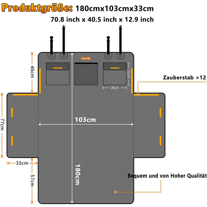 Захист для багажника автомобіля Alfheim для собак - водонепроникний килимок з міцного матеріалу, неслизький, з боковим захистом, чорний. Підходить для авто, позашляховиків, вантажівок