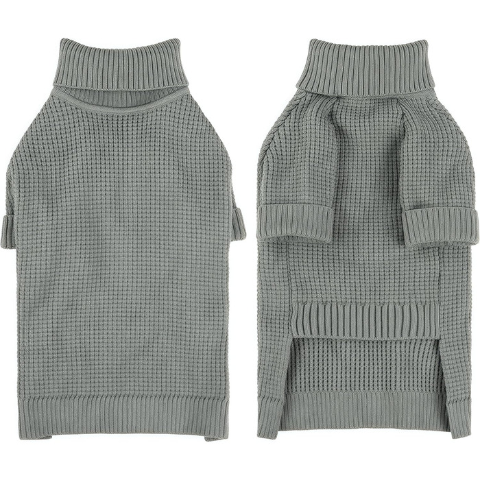 Теплий зимовий пуловер для собак маленьких та середніх порід, з коміром-горловиною. Підходить для Чихуахуа, Такси, Французького бульдога та інших. Колір: сірий, розмір M