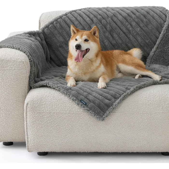 Водонепроникний коврик для собак BEDSURE 152 x 203 см - миючий, м'який, для великих собак, захисний, коврик на собаче ліжко (Сірий)