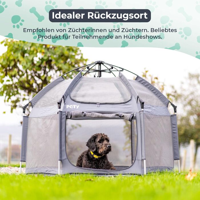 Клітка-переноска для собак Pety - 150 x 100 см, сіра. Переносне зоо-вольєр для відпочинку на природі та вдома. З сумкою та кілочками.
