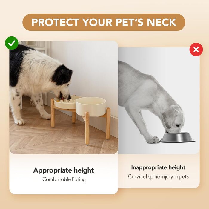 Підвищена годівниця для собак та котів Havniva з кераміки, для повільного годування, 13 см та 15,5 см миски, дерев'яний підставник, 2 шт. світло-зелений + підставка, 8.2 дюйми