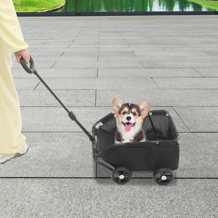 Візок для собак та котів, складаний, чорний, до 10 кг, 86 x 51 x 35 см