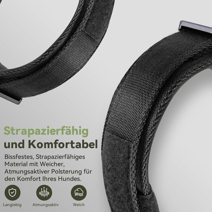 Тактичне собаче нашийник DE JIARUI з ручкою, водонепроникний Airtag нашийник для собак, товстий регульований нашийник для собак з м'якою підкладкою, металева застібка для середніх та великих собак (зелений, M(15'-19')) Зелений L(18'-23') (чорний, L(18'-23