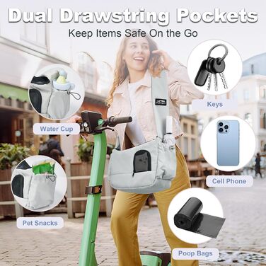 Транспортувальна сумка для собак та котів, до 3,2 кг, дихаюча, з кишенями, сірого кольору