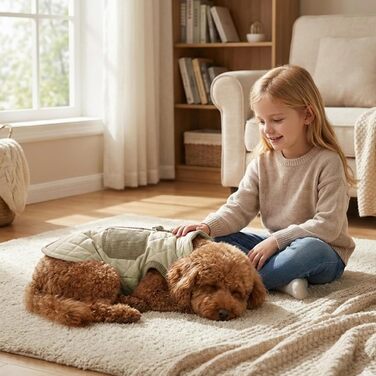 Зимовий теплий куртка для собак FeimaX: вітрозахисний халат з флісовою підкладкою, D-кільце, для маленьких та середніх собак (Хакі, L)