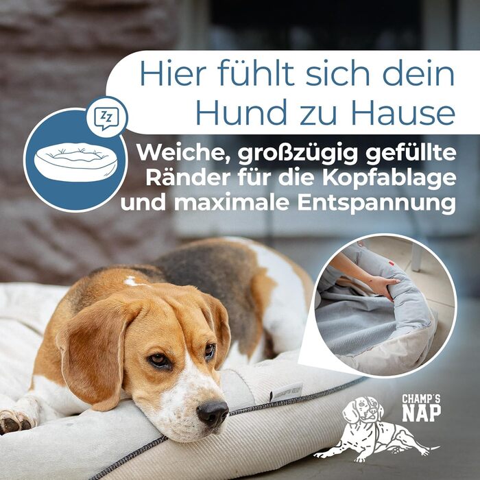 Ортопедичне ліжко для собак - диван для малих, середніх та великих собак | миється, не слизьке, ергономічне | кошик для собак, спальні місця для домашніх тварин та меблі, лежанка для собак | Champ’s Nap (S)