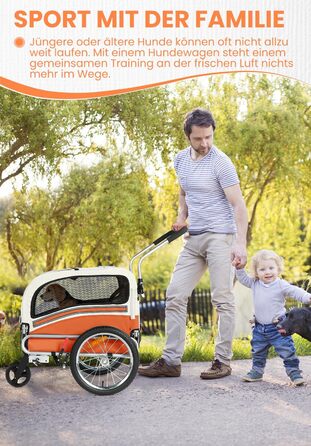 Причіп для собак SEPNINE® 2-в-1 для велосипеда та джоггінгу, до 30 кг, помаранчевий