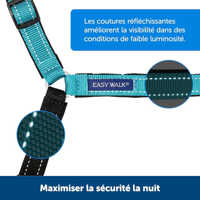 Шлейка для собак PetSafe Easy Walk Deluxe, велика, океансько-блакитна/чорна, з лінією 1,8 м, міцна, з м'якою підкладкою