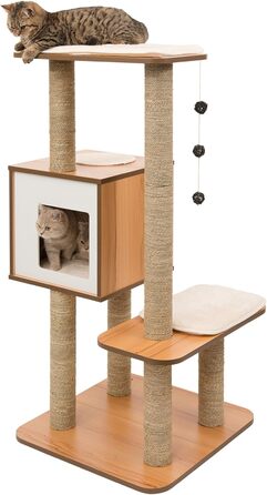 Котячий будиночок VESPER 52045 High Base, горіх, кубічна конструкція з двома платформами