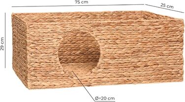 Клітка-будиночок для котів у шафу Billy, з натурального плетіння, для котів, дрібних тварин, кроликів, морських свинок, 75 x 29 x 25 см, матеріал: ротанг, плетиво