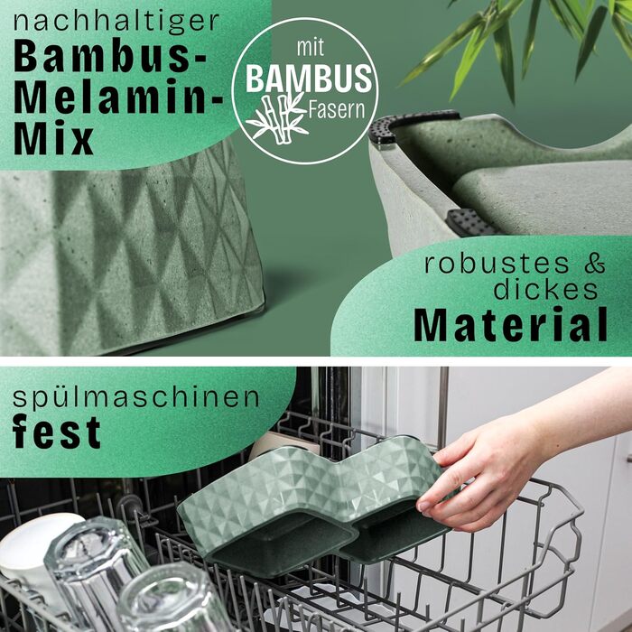 Подвійний миска для котів та маленьких собак ne&no® з бамбука, неслизька, до 400г корму та 350мл води, м'ятного кольору