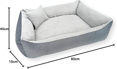 Квіткове ліжко для котів та собак 4L Textil Teo: м'яке, зручне, миється, 60x40 см, сірий колір