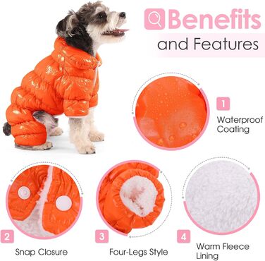 Зимовий одяг для собак AOFITEE: теплий, водонепроникний костюм, тепла жилетка, розмір Large, помаранчевий/червоний, візерунок 'Sunset Chevron'