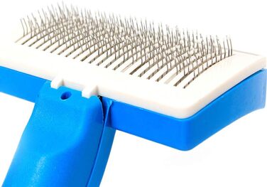 Професійна щітка для грумінгу собак та котів: викрутна головка, гребінець з крапками, синього кольору