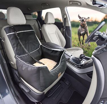 Автокрісло для собак Преміум, чорне: водонепроникне ліжко для маленьких та середніх собак, з підсумками та ременем безпеки