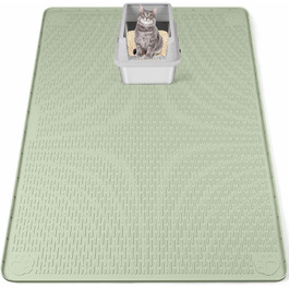 Килимок для котячого туалету Bartuke Katzenklo Matte, великий розмір 101 x 71 см, силіконовий, для контролю розсипання, м'який для лапок, легко миється (зелений)