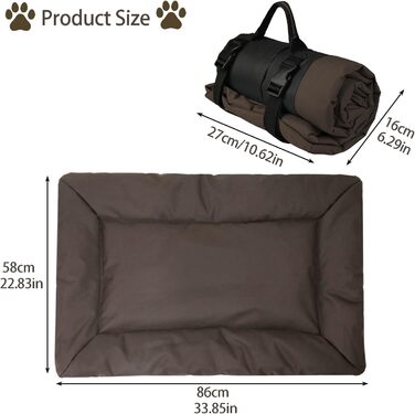 Транспортування лежанка для собак, килимки для собак у подорожі, 86 x 58 см, портативна лежанка для собак, лежанка для собак і котів, тепла ковдра для вулиці та дому, портативна лежанка для котів, складна, можна прати (колір: коричневий)