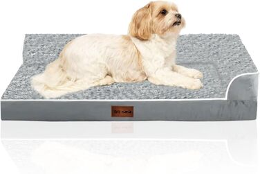 Ортопедичне ліжко для собак великих порід - вологостійке, з неслизьким дном та знімним, пральним чохлом (M: 71 x 58 x 17 см)