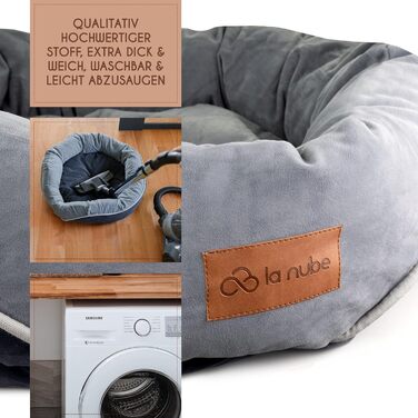 Ліжко для собак маленьких порід La Nube, 61x61 см, диван-ліжко, килимок, корзина, сіре, прання допустиме