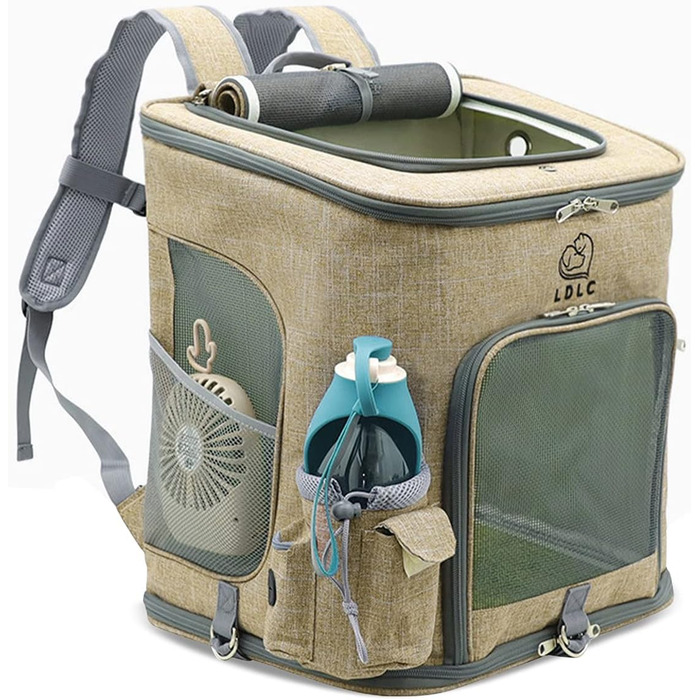 PETCUTE Рюкзак для собак і котів, складаний, з знімною підкладкою, дихаючий, з регульованими ременями, сумка для подорожей на відкритому повітрі (жовтий)