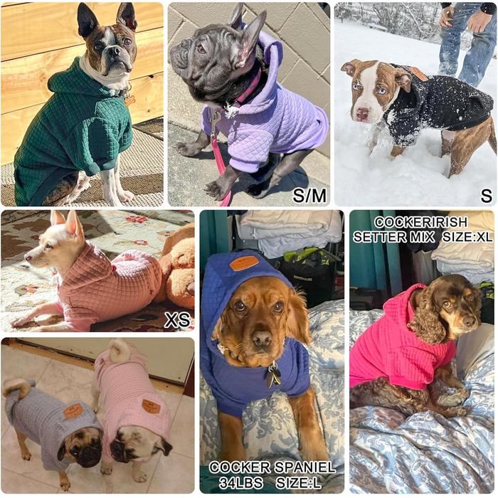 Світшот для великих собак BEAUTYZOO з кишенями, одяг для собак, підходить для маленьких та середніх собак, хлопчиків та дівчаток, матеріал – вафельна ламінована бавовна, халат для домашніх тварин з отвором для шапки, розмір 2XL (Спина: 69 см, Груди: 90 см