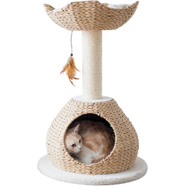 Розкішний ручної роботи котячий дерево Petpals Boho Chic – сучасні меблі для котів з лежаком і когтеточкою, екологічний дизайн, ідеально для малих порід