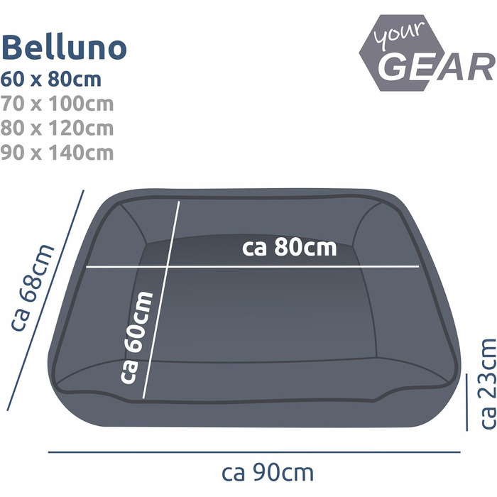 Ортопедичне ліжко для собак Gear Belluno 60x80 см, кошик для собак, Oeko-TEX, миється, без запаху та гігієнічне