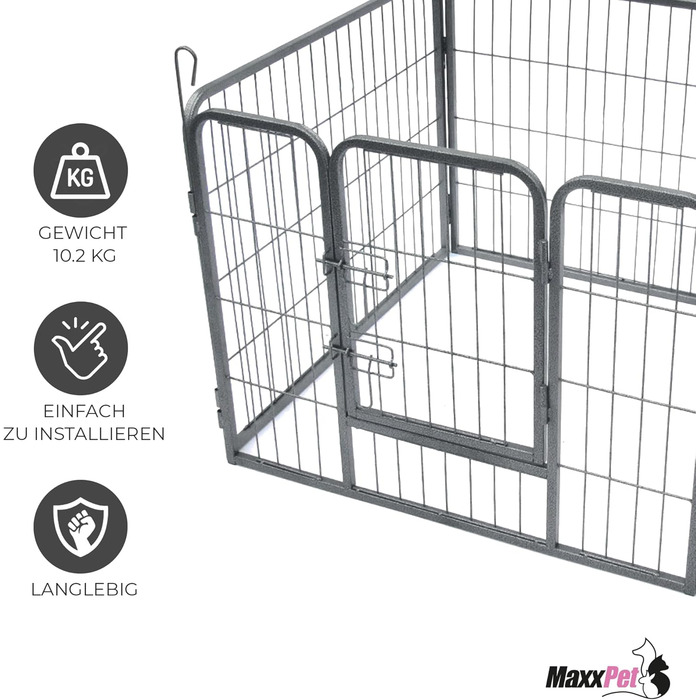 Складаний вольєр для цуценят MaxxPet із міцної сталі, 4-секційний загін 81x79 см, регульований паркан для собак