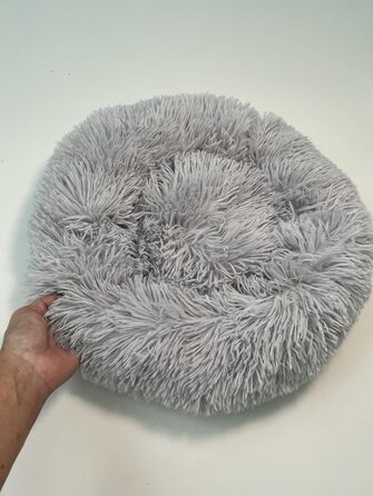 М'яке ліжко для собак та котів Donut, кругле, світло-сіре, Ø 40 см, з плюшу, миється, не слизьке