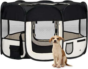 Вольєр для цуценят VidaXL, розкладний, 125x125x61 см, чорний