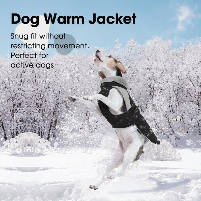 Зимовий теплий куртка для собак Nanaki з флісовою підкладкою, водонепроникний, світловідбиваючий, з отвором для повідка, пухнастий комір, середній розмір, для прогулянок на вулиці, полювання, простий у використанні, X-Large, чорний