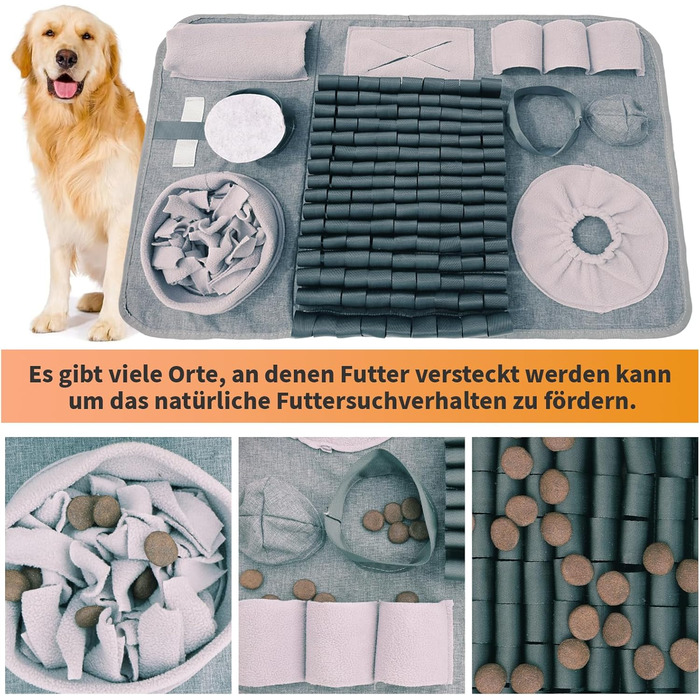 Килимок для собак SchnüFfelteppich, миючий, для тренувань та повільного годування, сірий (66 x 42 см)