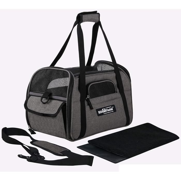 Транслювач для тварин EliteField, XL, для собак, котів, цуценят, схвалений авіакомпаніями, м'які бокові стінки, сірий