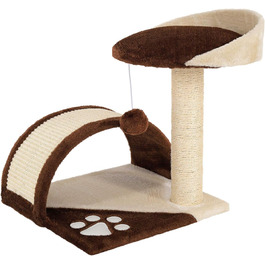 Драбина-кіготь Lionto для котів, 43 см, з іграшками, коричнево-бежева
