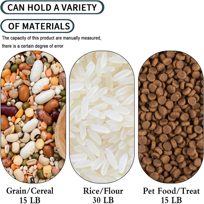 Контейнер для зберігання корму для собак великого об'єму (13,6 кг) з ложкою та мірним стаканчиком (сірий)