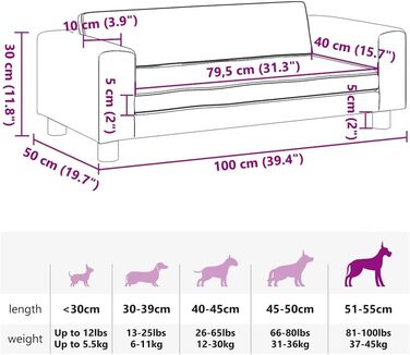 Лягушка для собак VidaXL з подовженою зоною сну, диван-софа для маленьких собак та котів, штучна шкіра, сірий колір