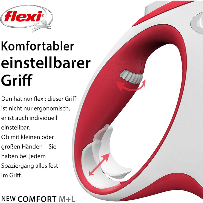 Повідок-рулетка Flexi New Comfort L, 8 м, червоний, для собак
