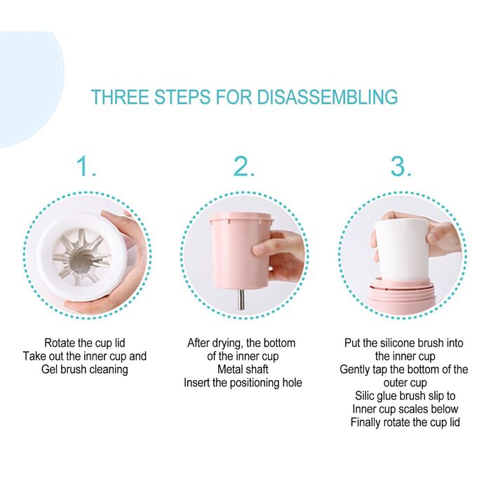 Автоматичний очищувач лап для собак: миска для лап з силікону, портативна, обертається на 360 градусів, для маленьких собак та котів (Рожевий)