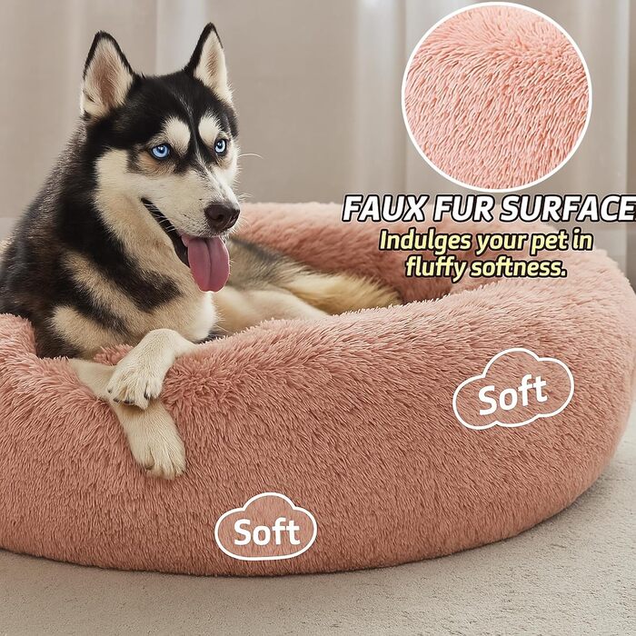 Крісло-гніздо для собак та котів, плюшеве, зручне, 90x90x20 см, рожеве - пудровий рожевий