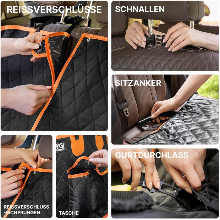 Водонепроникний захист для автосидіння собаки RAGI - 4в1: килимок, захист заднього сидіння, з кріпленням, стійкий до подряпин та ковзання. Підходить для всіх авто