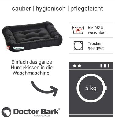 Ортопедична подушка для собак Doctor Bark, 60x55 см, чорна. Зручна, гігієнічна, міцна, 95°C.