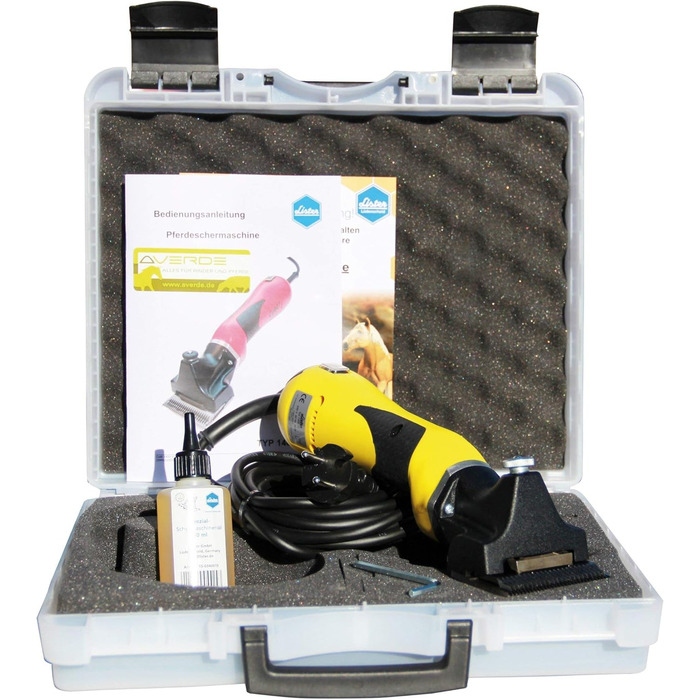 Професійна машинка для стрижки коней LISTER LI CUTLI з набором лез LI 102, спеціальна олія для стрижки та пластиковий кейс, рожевий/чорний колір