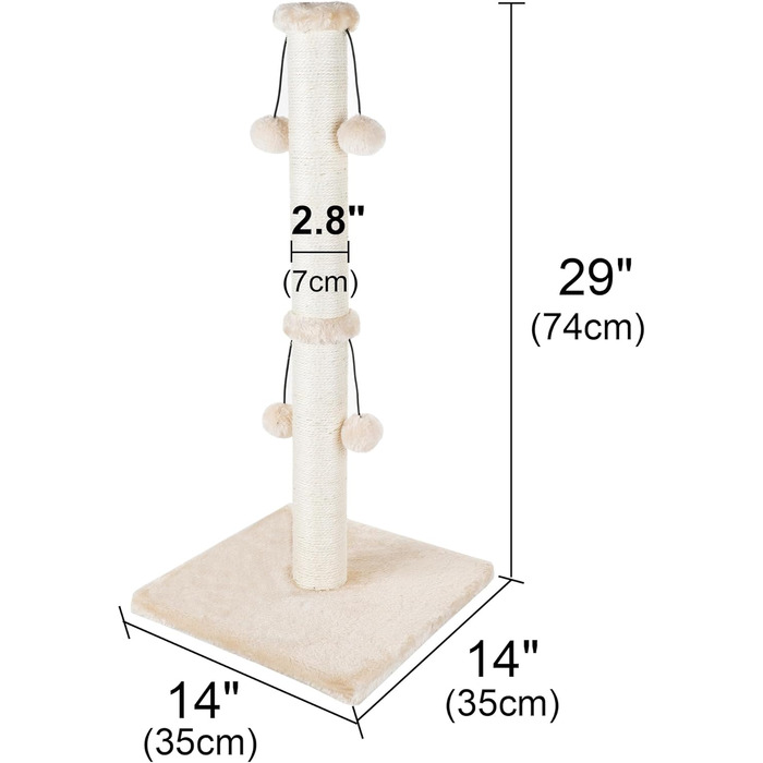 Котячий будиночок Dimaka з натурального сизалю, 73 см, 4 іграшки, для великих котів, бежевий