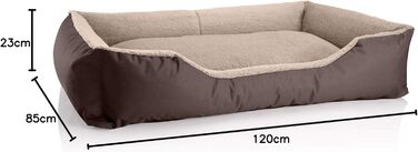 Ліжко для собак BedDog Teddy, коричнево-бежеве, XXL, 120x85x23 см, з міцної Cordura та Microfaser-Velours, з бортиками, для дому та вулиці