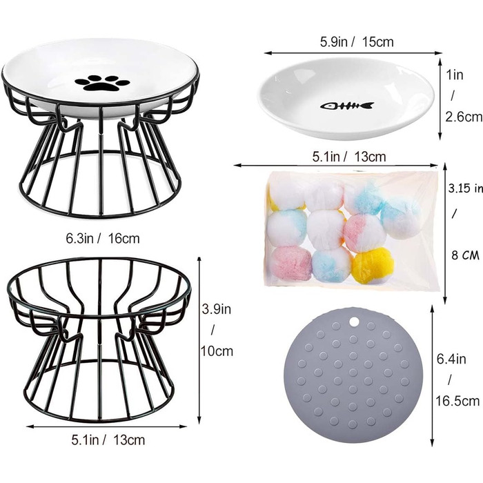 Набір мисок для котів з піднятою платформою, запобігає болю в шиї, широкі миски, анти-блювотні, з неслизьким килимком (зелені)