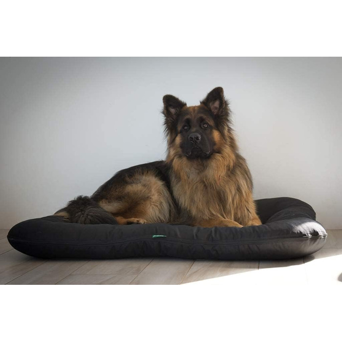 Ліжко для собак середніх розмірів 4L Textil KLEO, 90x70 см та 130x110 см, колір бежевий/темно-зелений, з блискавкою, вологостійке, знімний чохол