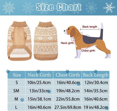 Теплий зимовий пуловер для собак та котів Bingpet з малюнком сніжинок, бежевий (M)