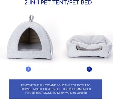Nobleza: Розкладне котяче будиночок 2-в-1 для котів та собак, з подушкою, 38x38x33 см