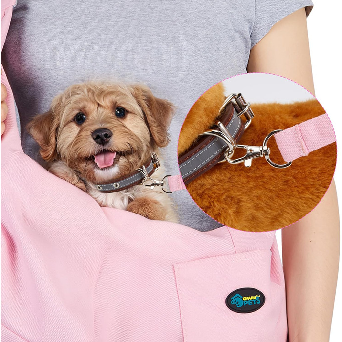 Сумка-переноска для собак Ownpets до 11 кг, рожевий, регульований ремінь, 30×33 см